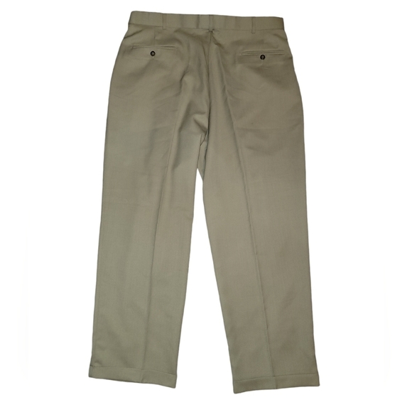 Slates wool blend size 30X40 cuffed khaki/brown dress pants pleated front - Picture 2 of 6